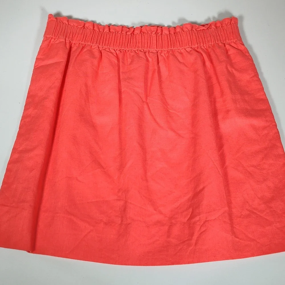 J.‎ Crew Sidewalk linen cotton blend paperbag mini skirt in coral pink 6